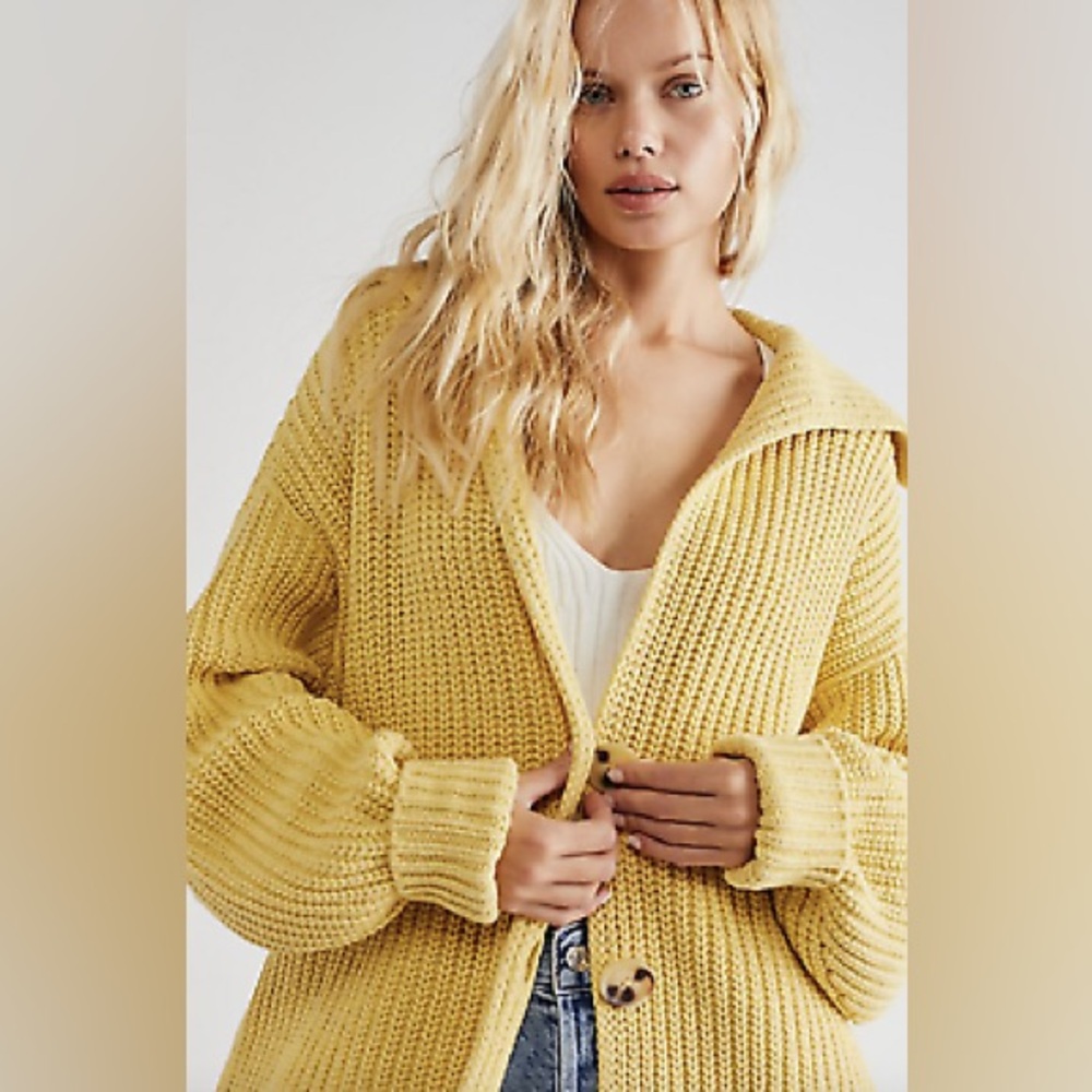 Free People Yellow Swim Too Deep Cardigan